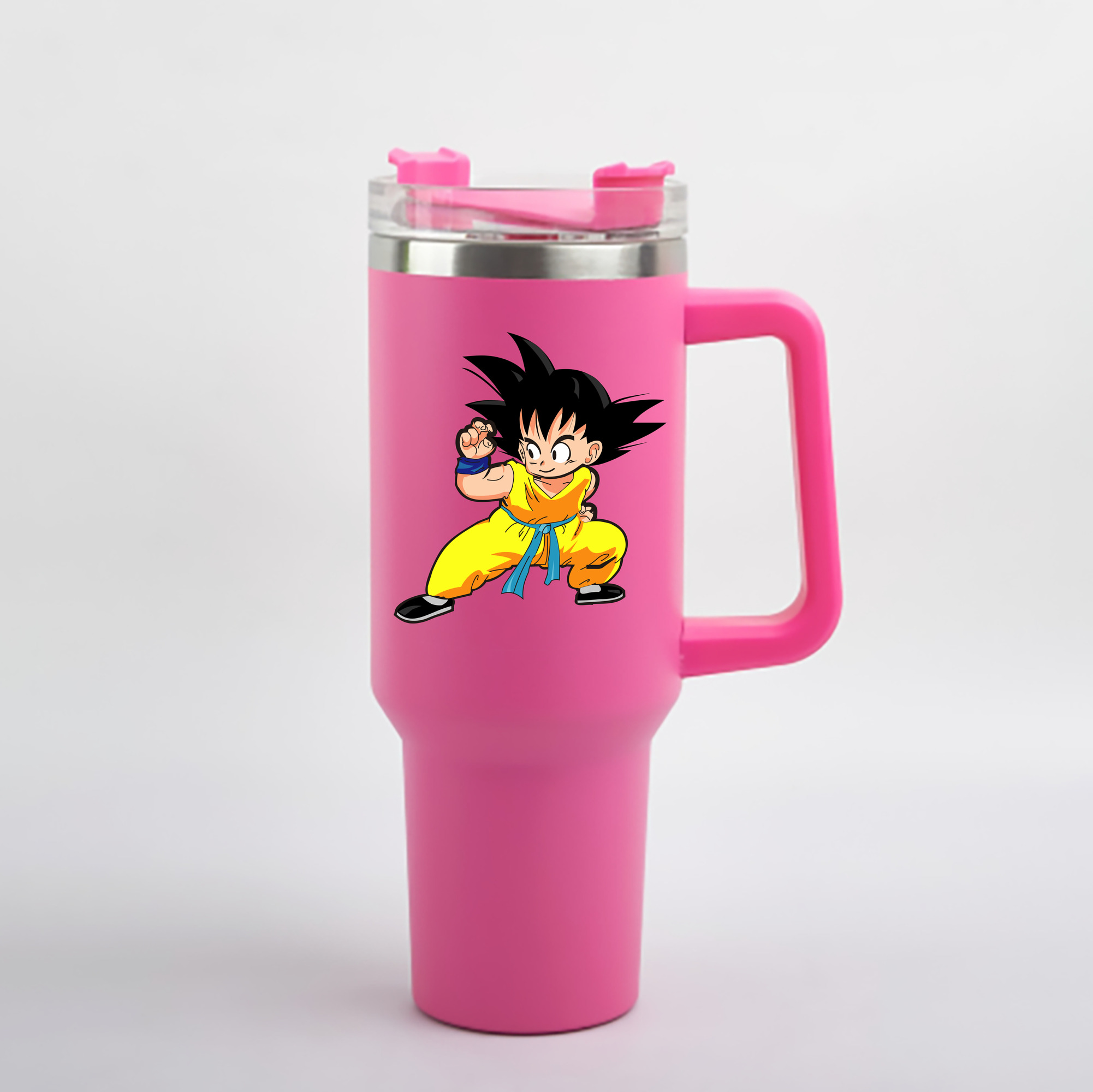 （画像用） ドラゴンボール 孫悟空（そん ごくう）Son Goku カカロット DRAGON BALL Kakarotto 1200mL車用タンブラー - クリスタルステッカー（プラスチックストロー付き）